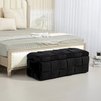 Banc de rangement ottoman en velours, rembourré, charnière de sécurité, 1 personne, 5 couleurs