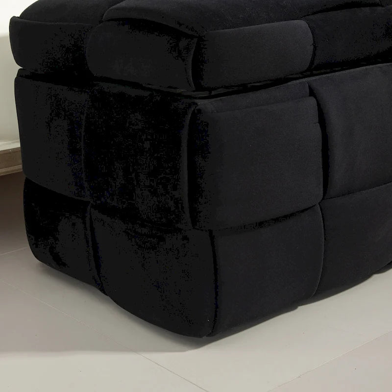 Banc de rangement ottoman en velours, rembourré, charnière de sécurité, 1 personne, 5 couleurs