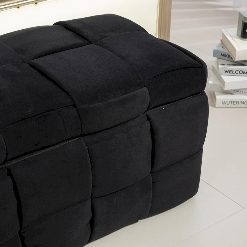 Banc de rangement ottoman en velours, rembourré, charnière de sécurité, 1 personne, 5 couleurs