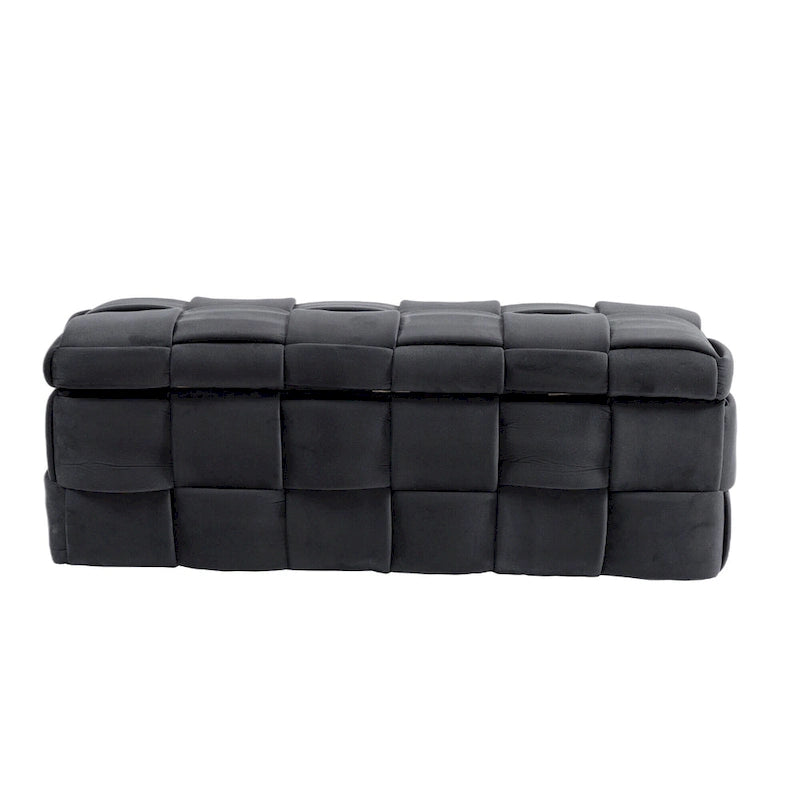 Banc de rangement ottoman en velours, rembourré, charnière de sécurité, 1 personne, 5 couleurs