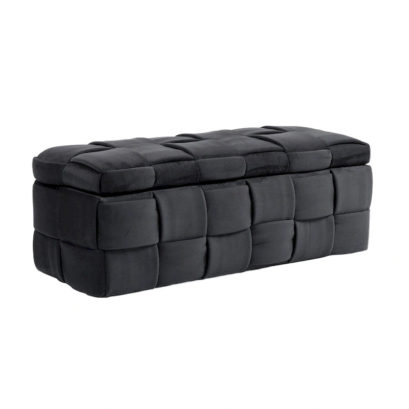 Banc de rangement ottoman en velours, rembourré, charnière de sécurité, 1 personne, 5 couleurs