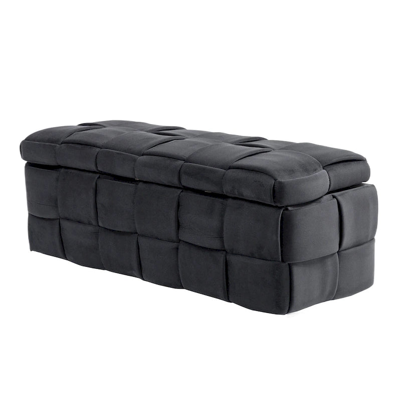 Banc de rangement ottoman en velours, rembourré, charnière de sécurité, 1 personne, 5 couleurs