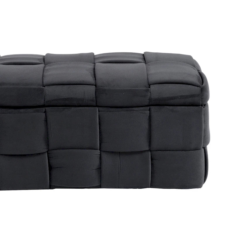 Banc de rangement ottoman en velours, rembourré, charnière de sécurité, 1 personne, 5 couleurs