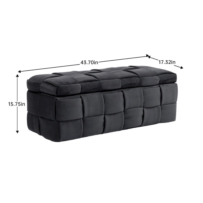 Banc de rangement ottoman en velours, rembourré, charnière de sécurité, 1 personne, 5 couleurs