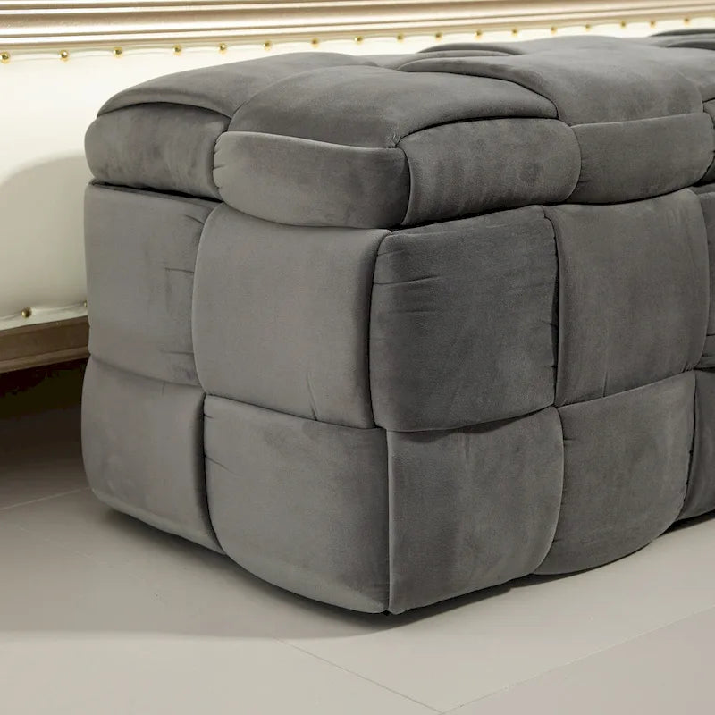 Banc de rangement ottoman en velours, rembourré, charnière de sécurité, 1 personne, 5 couleurs