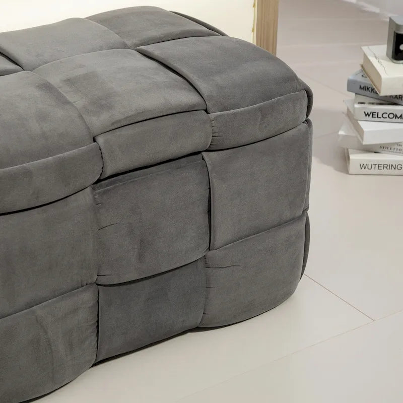 Banc de rangement ottoman en velours, rembourré, charnière de sécurité, 1 personne, 5 couleurs