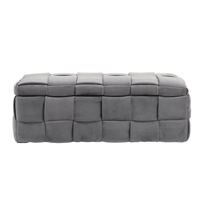 Banc de rangement ottoman en velours, rembourré, charnière de sécurité, 1 personne, 5 couleurs