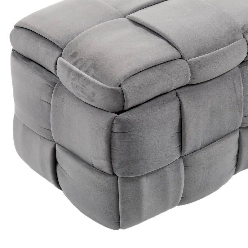 Banc de rangement ottoman en velours, rembourré, charnière de sécurité, 1 personne, 5 couleurs