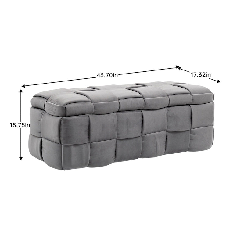 Banc de rangement ottoman en velours, rembourré, charnière de sécurité, 1 personne, 5 couleurs