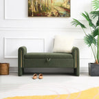 Banc de rangement ottoman en tissu Teddy, simple, vert olive / café / gris / crème