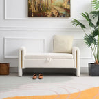 Banc de rangement ottoman en tissu Teddy, simple, vert olive / café / gris / crème