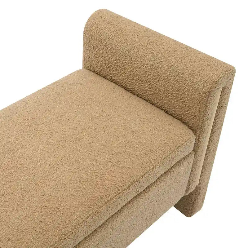 Banc de rangement ottoman en tissu Teddy, simple, vert olive / café / gris / crème