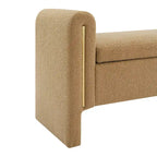 Banc de rangement ottoman en tissu Teddy, simple, vert olive / café / gris / crème
