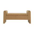 Banc de rangement ottoman en tissu Teddy, simple, vert olive / café / gris / crème