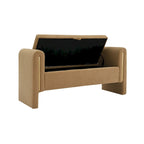 Banc de rangement ottoman en tissu Teddy, simple, vert olive / café / gris / crème