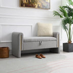 Banc de rangement ottoman en tissu Teddy, simple, vert olive / café / gris / crème