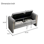 Banc de rangement ottoman en tissu Teddy, simple, vert olive / café / gris / crème