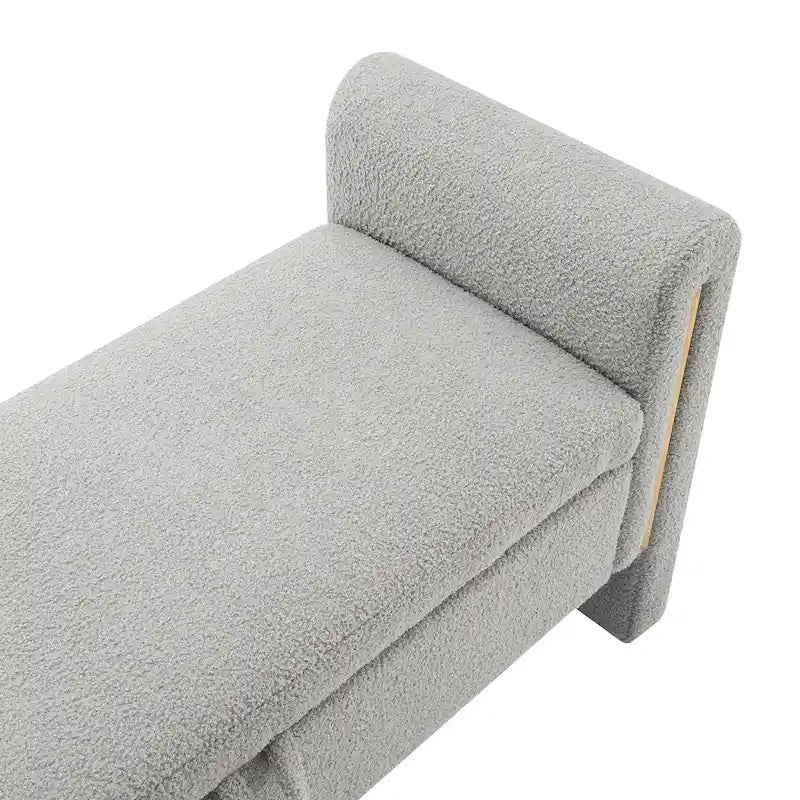 Banc de rangement ottoman en tissu Teddy, simple, vert olive / café / gris / crème
