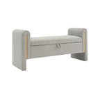 Banc de rangement ottoman en tissu Teddy, simple, vert olive / café / gris / crème
