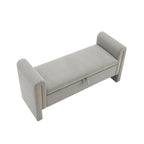 Banc de rangement ottoman en tissu Teddy, simple, vert olive / café / gris / crème