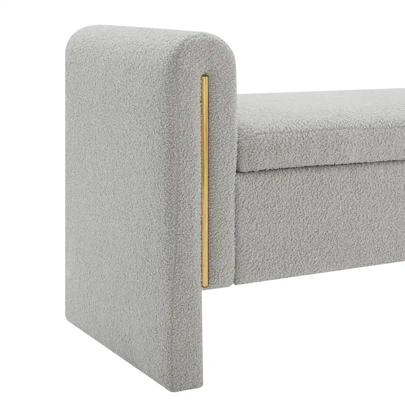 Banc de rangement ottoman en tissu Teddy, simple, vert olive / café / gris / crème