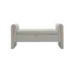 Banc de rangement ottoman en tissu Teddy, simple, vert olive / café / gris / crème