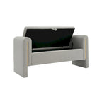 Banc de rangement ottoman en tissu Teddy, simple, vert olive / café / gris / crème