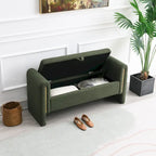 Banc de rangement ottoman en tissu Teddy, simple, vert olive / café / gris / crème