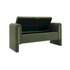 Banc de rangement ottoman en tissu Teddy, simple, vert olive / café / gris / crème