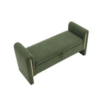 Banc de rangement ottoman en tissu Teddy, simple, vert olive / café / gris / crème