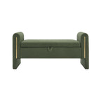 Banc de rangement ottoman en tissu Teddy, simple, vert olive / café / gris / crème
