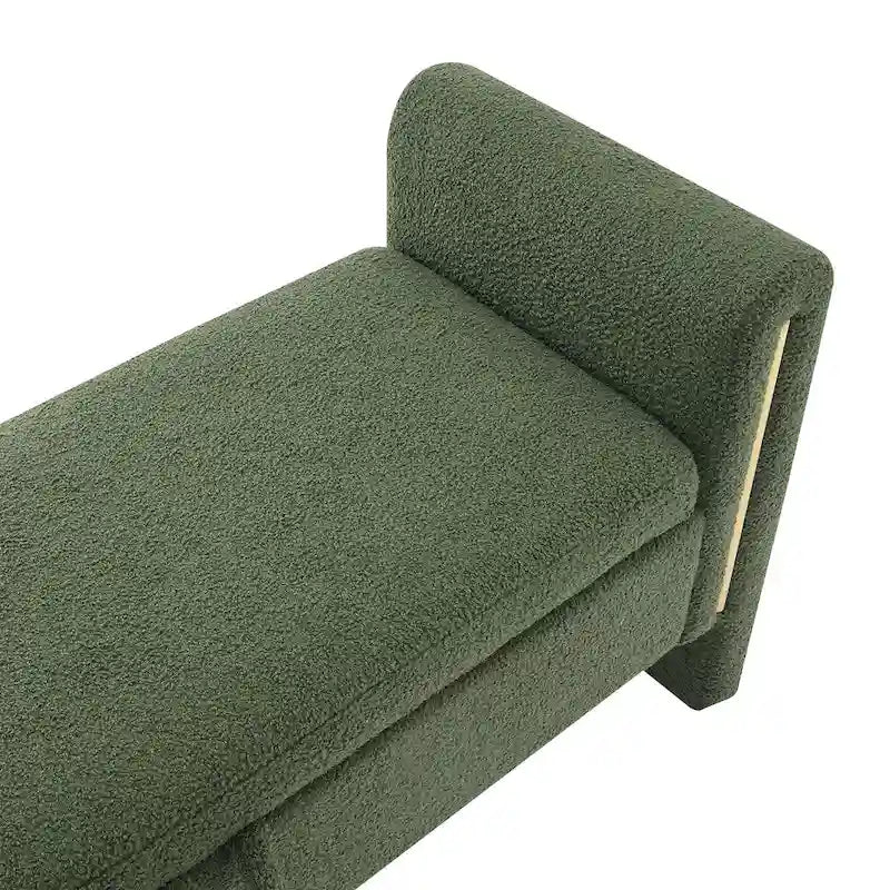 Banc de rangement ottoman en tissu Teddy, simple, vert olive / café / gris / crème