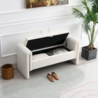 Banc de rangement ottoman en tissu Teddy, simple, vert olive / café / gris / crème