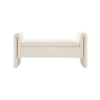Banc de rangement ottoman en tissu Teddy, simple, vert olive / café / gris / crème