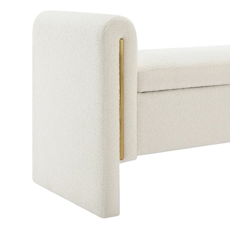 Banc de rangement ottoman en tissu Teddy, simple, vert olive / café / gris / crème