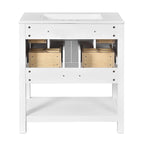 Meuble lavabo de salle de bain 30 po avec évier en céramique, ensemble de vanité autoportant simple avec 5 tiroirs
