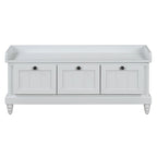 Banc à chaussures avec coussin rabattable et espace de rangement caché, banc de rangement à chaussures pour entrée avec 3 tiroirs, banc de bout de lit pour chambre