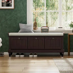 Banc à chaussures avec coussin rabattable et espace de rangement caché, banc de rangement à chaussures pour entrée avec 3 tiroirs, banc de bout de lit pour chambre