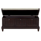 Banc à chaussures avec coussin rabattable et espace de rangement caché, banc de rangement à chaussures pour entrée avec 3 tiroirs, banc de bout de lit pour chambre