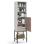 Armoire de rangement haute de 145 cm avec 1 porte et 4 étagères, noire/blanche