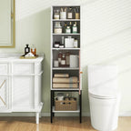 Armoire de rangement haute de 145 cm avec 1 porte et 4 étagères, noire/blanche