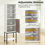 Armoire de rangement haute de 145 cm avec 1 porte et 4 étagères, noire/blanche
