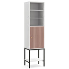 Armoire de rangement haute de 145 cm avec 1 porte et 4 étagères, noire/blanche