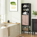 Armoire de rangement haute de 145 cm avec 1 porte et 4 étagères, noire/blanche