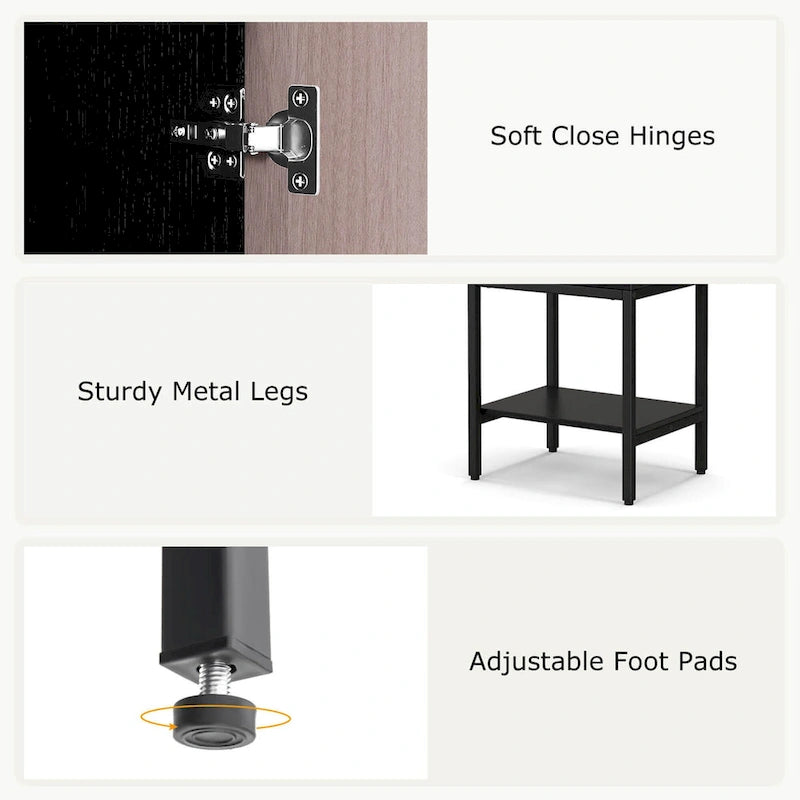 Armoire de rangement haute de 145 cm avec 1 porte et 4 étagères, noire/blanche