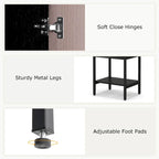 Armoire de rangement haute de 145 cm avec 1 porte et 4 étagères, noire/blanche