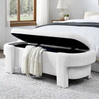 Banc de rangement capitonné en lin blanc, 2 places, 130,8 cm