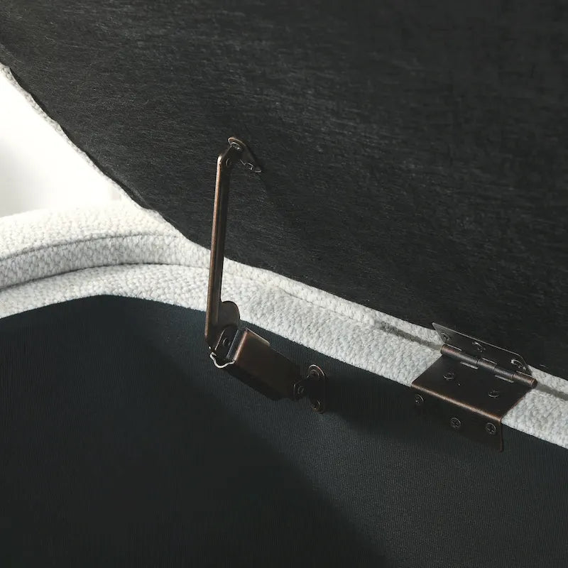 Banc de rangement capitonné en lin blanc, 2 places, 130,8 cm