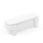 Banc de rangement capitonné en lin blanc, 2 places, 130,8 cm