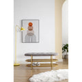 Banc de rangement capitonné en velours gris / rose / noir – 1 personne, pour chambre et entrée